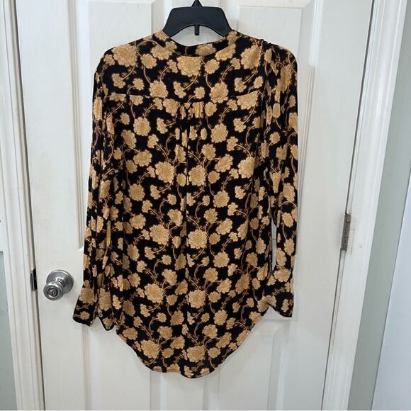 Free People Mia Floral Tie Neck Tunic Top w Long Sleeves & flowy Relaxed fit- XS - Picture 10 of 14